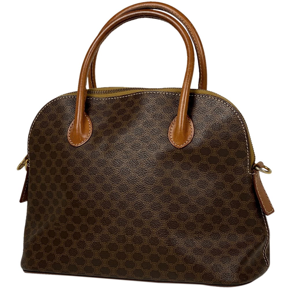 Celine Macadam Pattern Handbag Coated Canvas Brow… - image 1